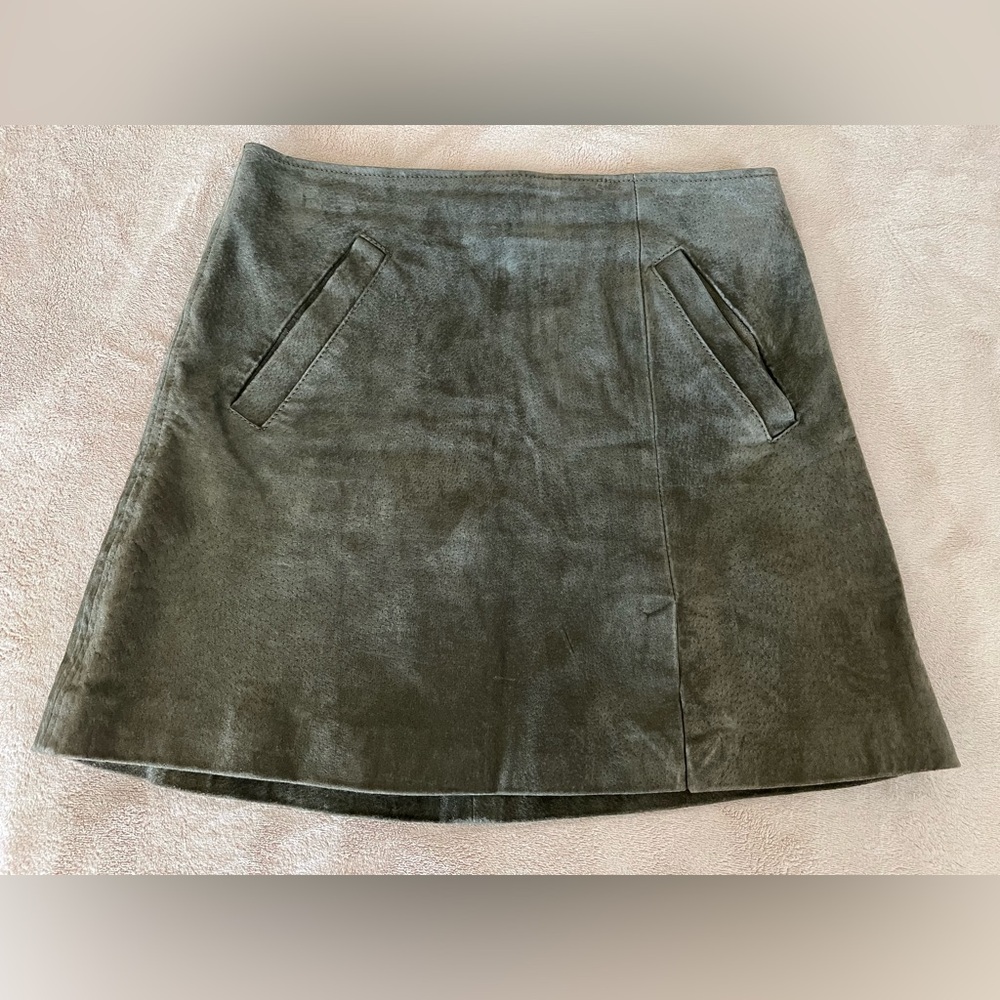 Blank NYC Dark Green Suede A-Line Skirt